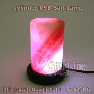 Cylinder USB salt lamp